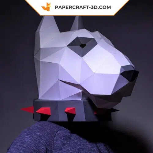 Papercraft Bull Terrier mask in origami