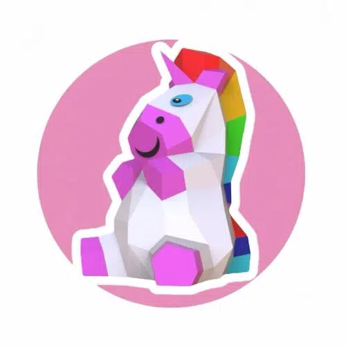 Papercraft unicorn for kids in 3D origami