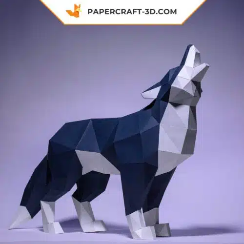 Papercraft of wolf in 3D origami