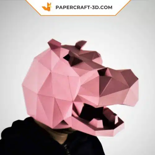 Papercraft hippopotamus mask in origami