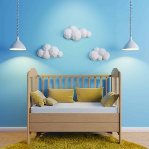 Papercraft clouds for daycare in 3D origami